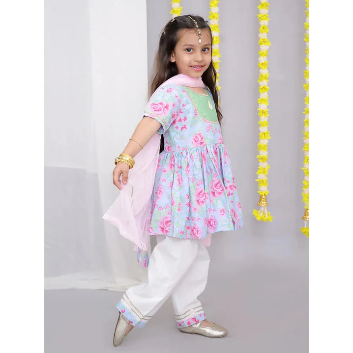 The Wishing Closet Pink Rose Print Angrakha Set - 6 Months to 5 Years