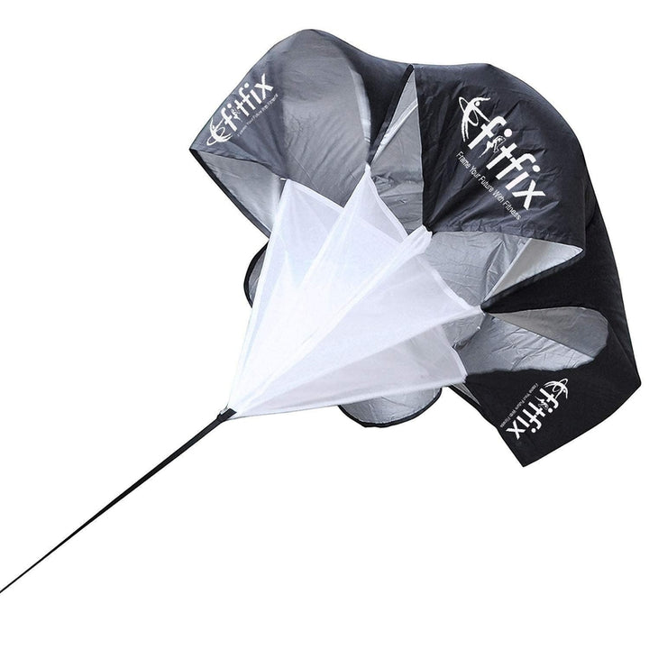 Fitfix Running Speed Resistance Parachute (48 Inches) | Nylon Fabric Black Sports Training Chute