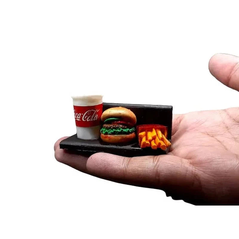 Burger, Fries, Cold Drink Miniature Food Fridge Magnet