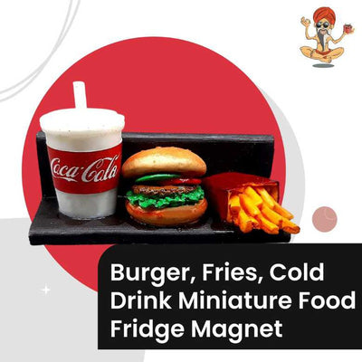 Burger, Fries, Cold Drink Miniature Food Fridge Magnet