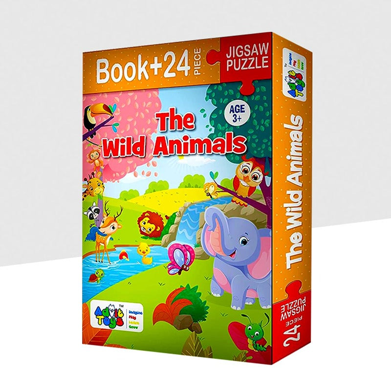 The Wild Animals- Jigsaw Puzzle (24 Piece + Educational Fun Fact Book)