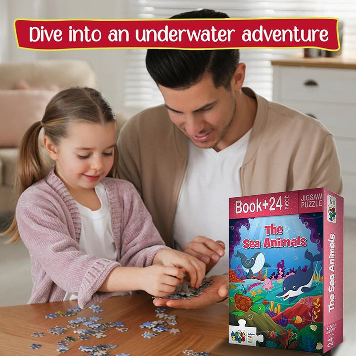 The Sea Animals - Jigsaw Puzzle (24 Piece + Educational Fun Fact Book)