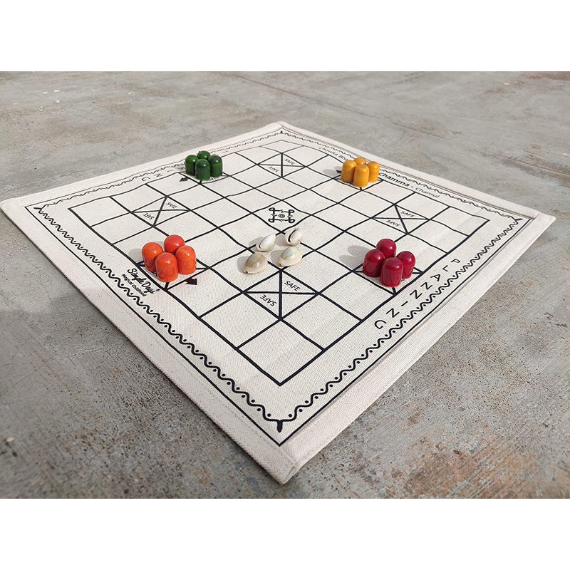 Ludo Indian Traditional Board Game - 34 x 34 Cms (Ashta Chamma | Chowka Bara | Taayam | Katta Mane)