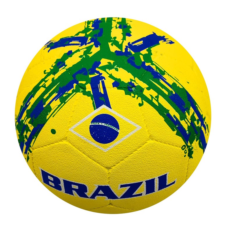 Flag Molded Rubber Street Football/Soccer Ball (Brazil, Yellow, Size-5)