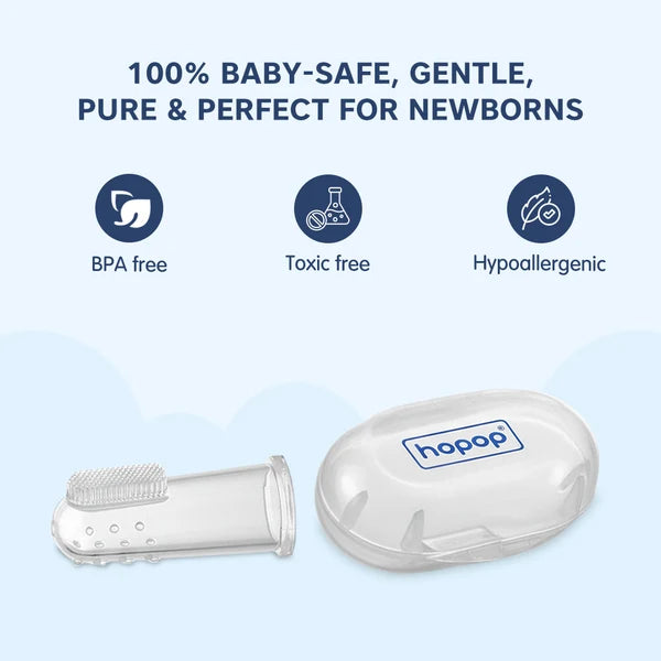 Hopop Silicone Baby Finger Toothbrush with Case (Pack of 2)