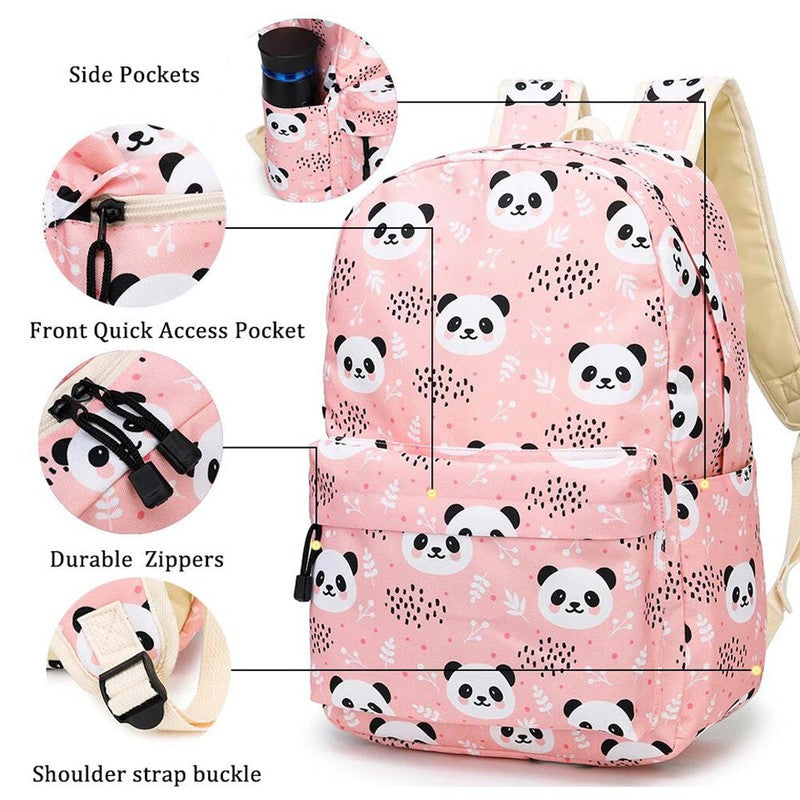 Mini Panda faces Matching Backpack with Lunch Bag & Stationery Pouch