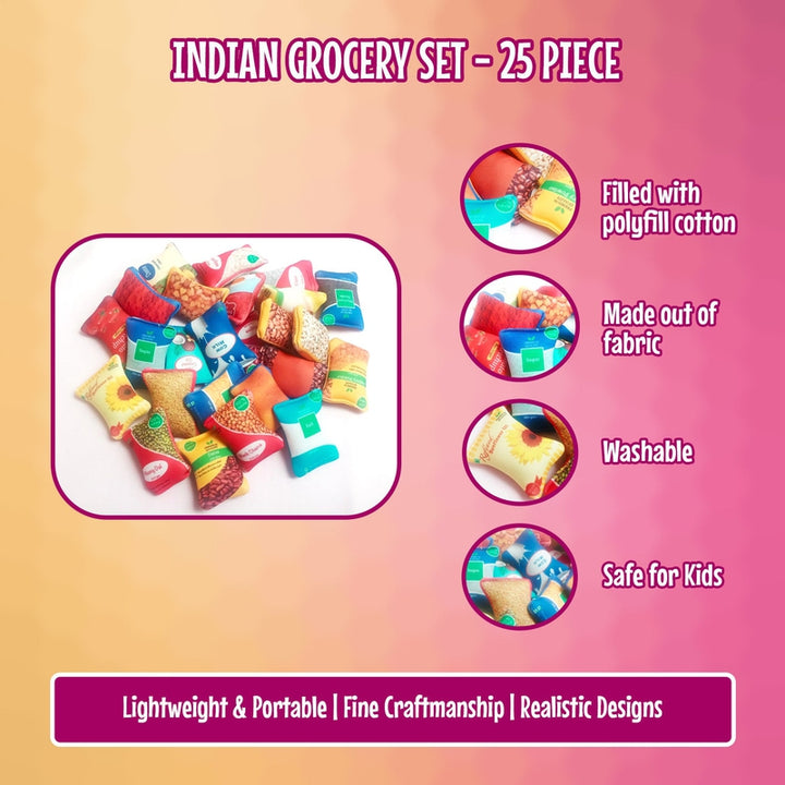 Indian Grocery - Play Grocery Food Packet (25 Pcs)