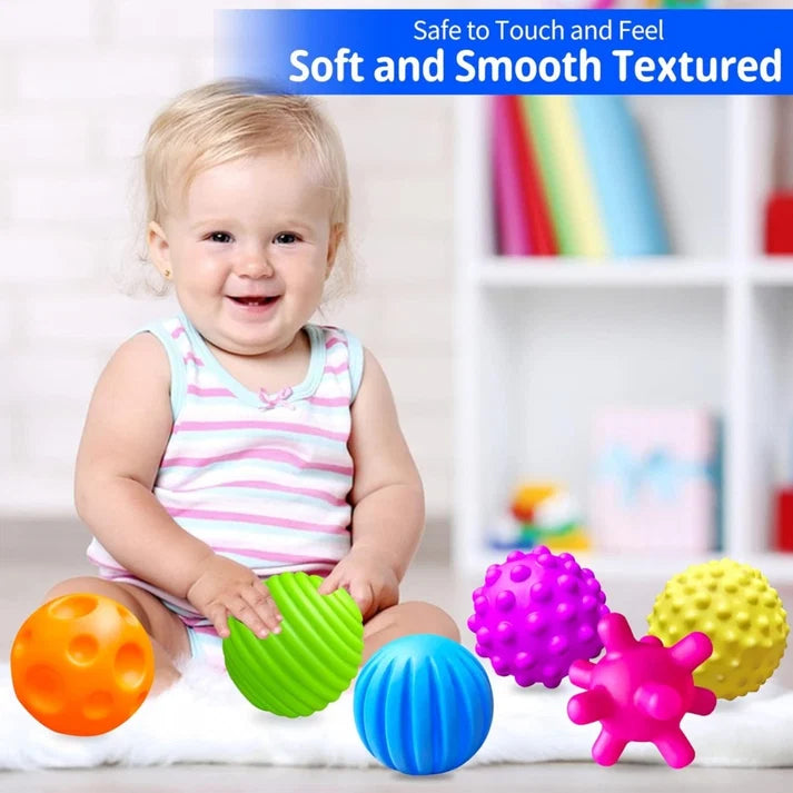 Kidology Set of 6 Montessori Sensory Silicone Ball | Tactile Development Toy for Kids