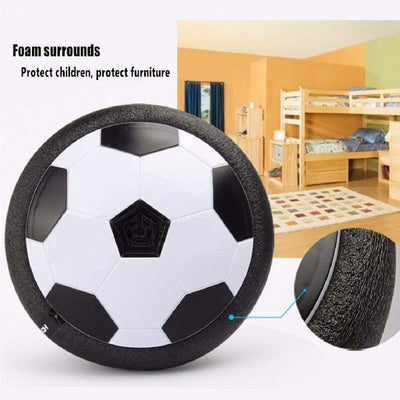 Flying Football Toy Air Powered Pneumatic Suspended Hover Soccer Ball/Disc with Foam Bumpers and Colorful LED Lights