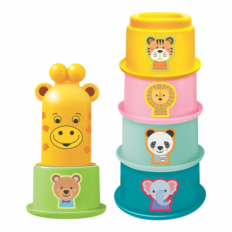 Stacking Cups with Shapes, Animals & Colors Recognition - Giraffe N Friends Game