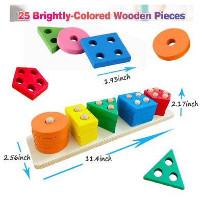 Wooden Educational Preschool Puzzles | Shape Sorting Wooden Geometrical Toy For Kids