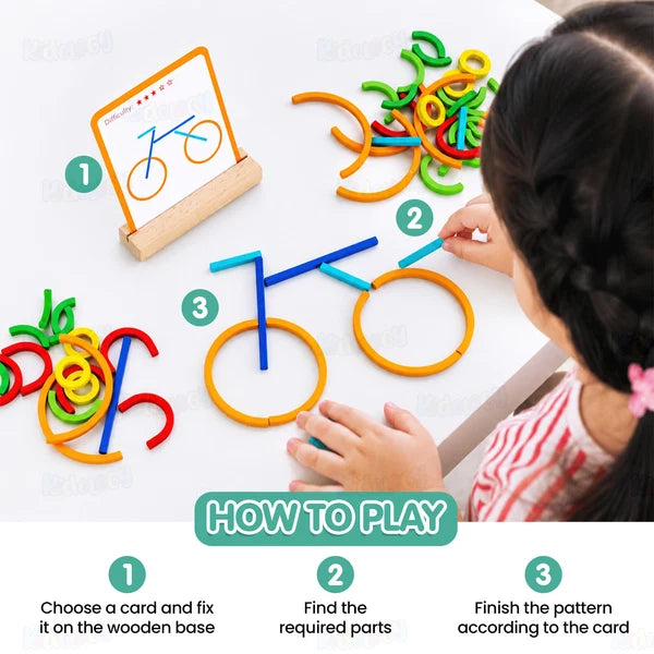 Kidology Creative Sticks & Rings Matching Puzzle Toys