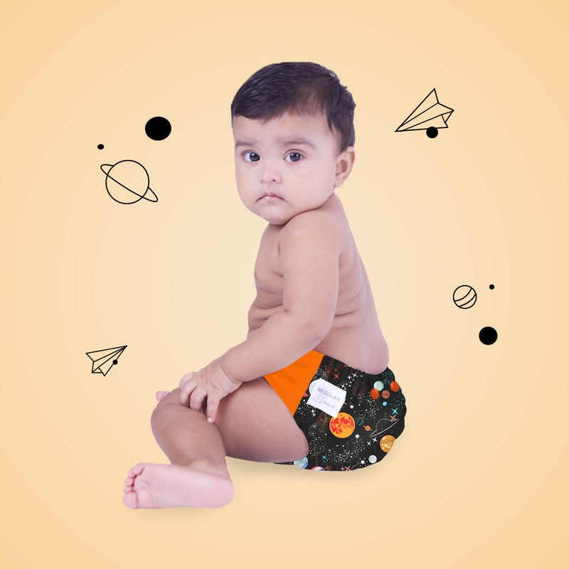 Pack -2 Regular Diaper Freesize Reusable, Waterproof & Washable Cloth Diapers (Fits babies 5-17kgs)