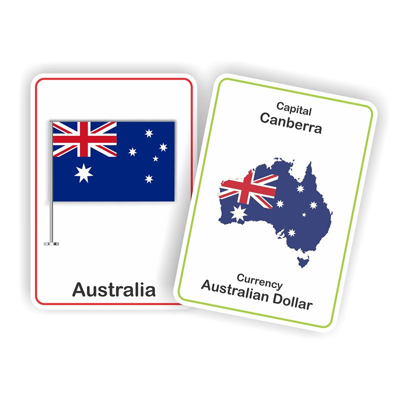 Country Flags Flash Cards for Kids - 32 Cards