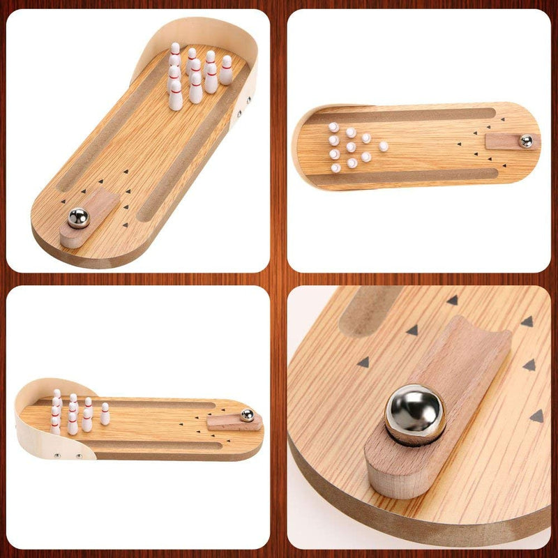 Wooden Mini Bowling Game Tabletop Toy Set