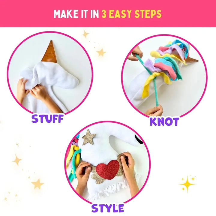 PepPlay Make Your Unicorn Pillow | No-Sew DIY Craft Fun | 43 Pieces Set
