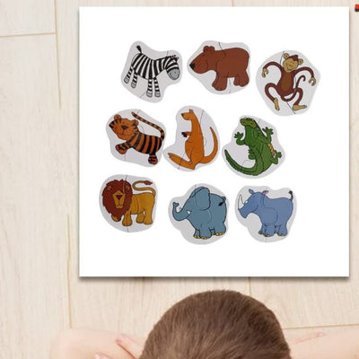 Learning 2 Piece Animals Jigsaw Puzzle Cards Learning Toys Kids, Educational Toddlers Toys, Jigsaw Puzzles for Kids Age 2-5, Preschool Montessori Toys and Birthday Gift for Kids - for Gifting