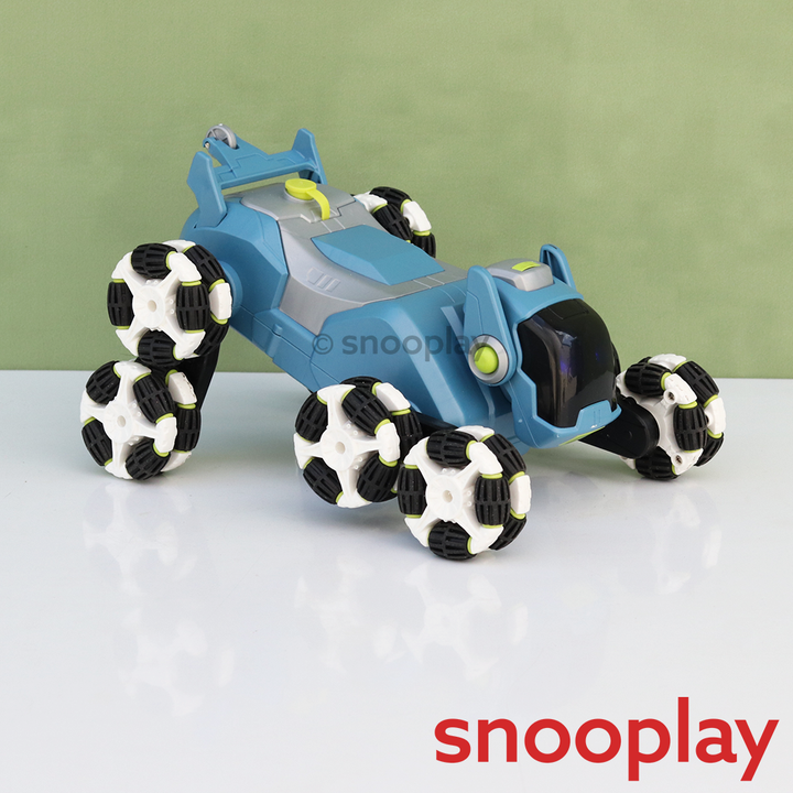 Lunar Pioneer 8 Wheel Remote Control Stunt Robot Dog - Spray, Music & Lights | 2.4GHz 360° Spin Action Toy (6-12 Years)