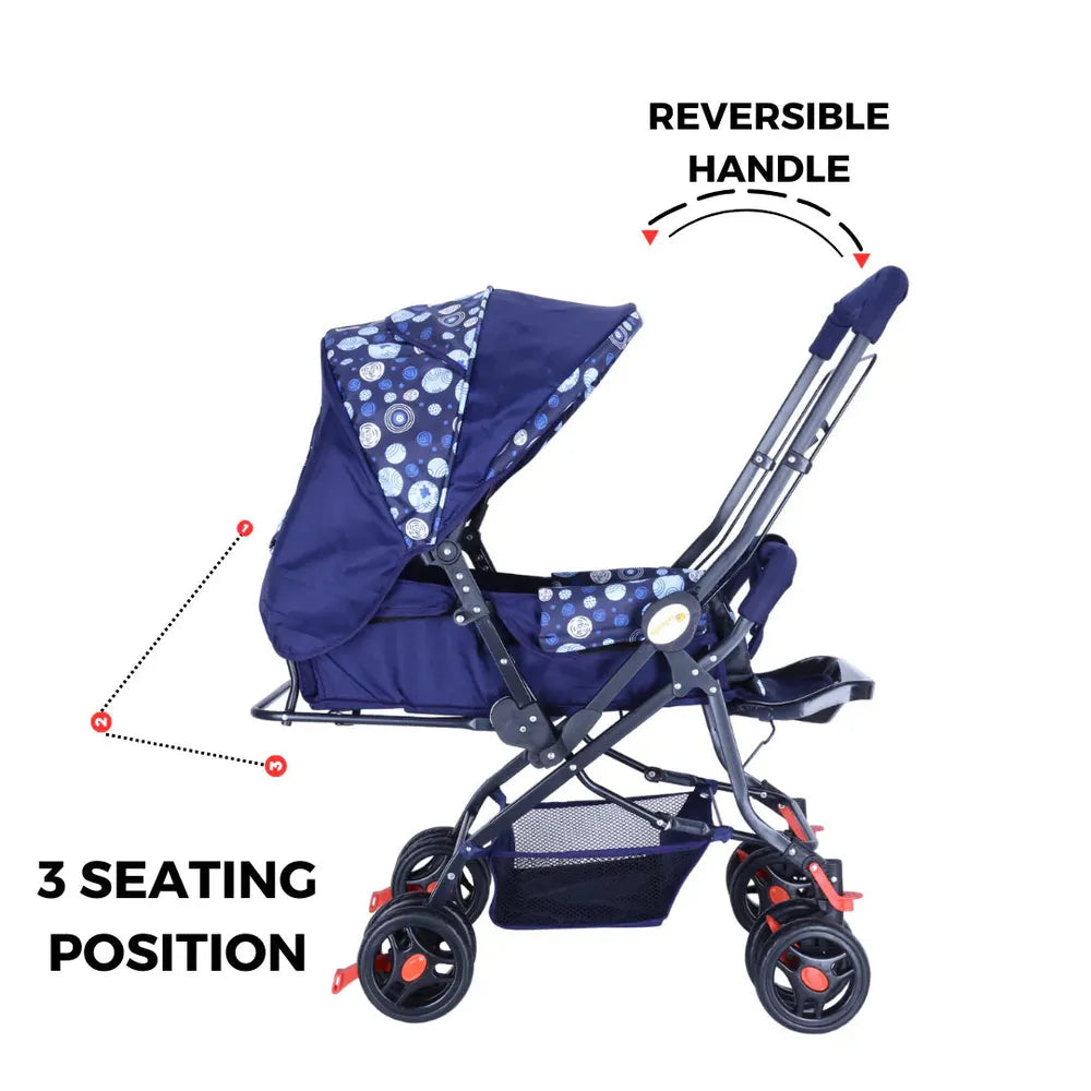 Infanto Babylove Stroller with 3-Position Adjustable Seat & 5-Point Safety Harness