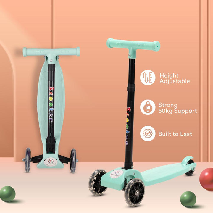 Tinyberg Kids Scooter with LED Wheels, Adjustable Height & Foot Brake | Vroom Vroom