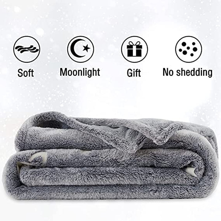 Moon and Stars Luminous Throw Grow in Dark Blanket