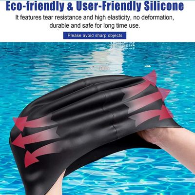 Bubble Drop Design Hair Protection Silicone Swimming Cap Universal Size | Black