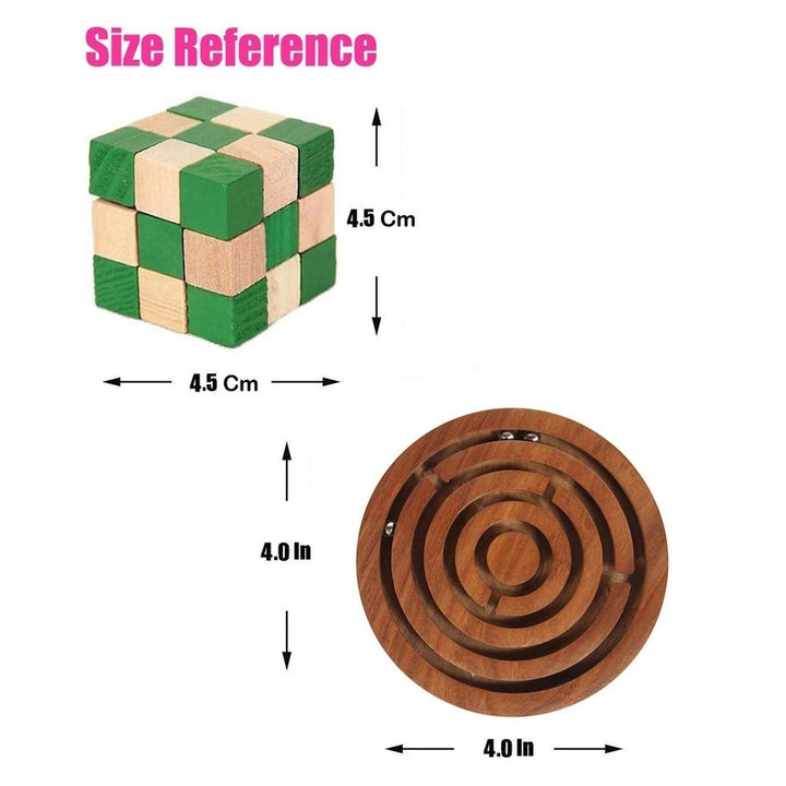 Wooden Ball-in-a-Maze Labyrinth with Snake Cube Twist Puzzle