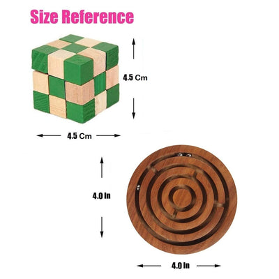 Wooden Ball-in-a-Maze Labyrinth with Snake Cube Twist Puzzle