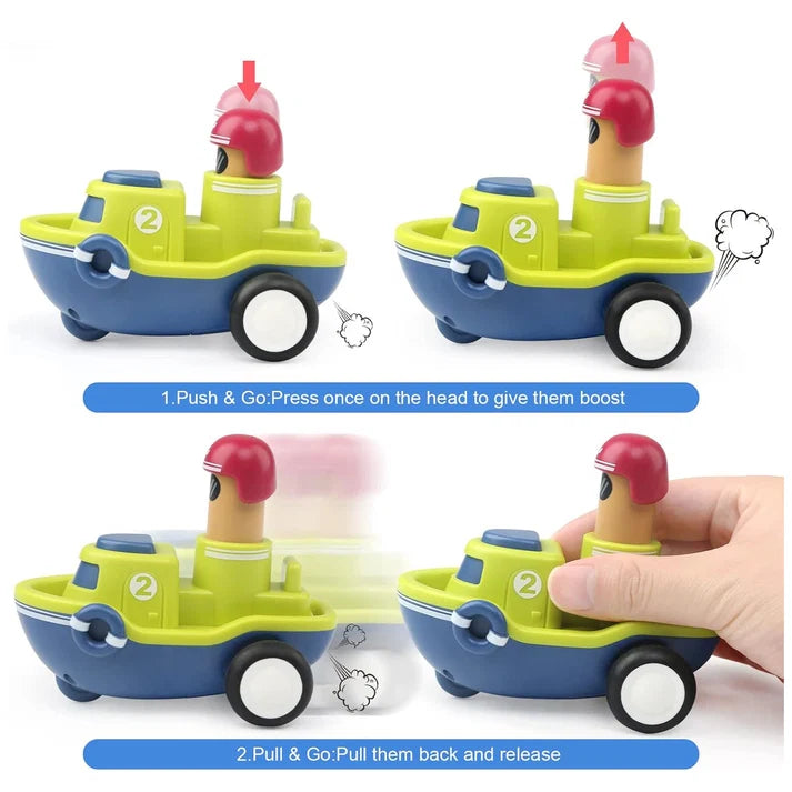 Kidology Bonkerheads 4 Push & Go Play Cars | Fun Friction-Powered Toys