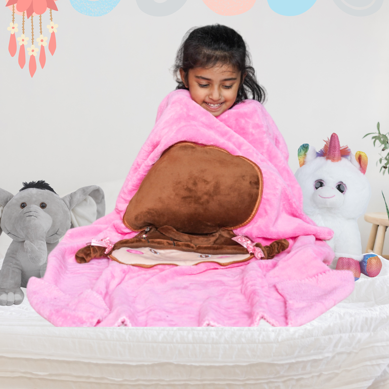 2 in 1 Stow-n-Throw Cuddle Blanket Doll for Kids | Playtime and Bedtime