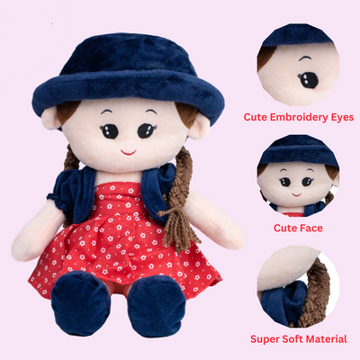 My First Cuddle Time Buddy Baby Doll Soft Toy for Kids Washable Sensory Fabric Plush Toy for Cuddling and Playtime (Blue) | Height 45 CM