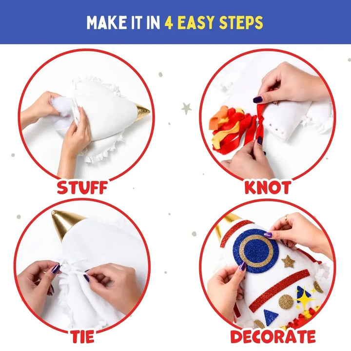 PepPlay Make Your Rocket Pillow | No-Sew DIY Craft Fun | 38 Pieces Set