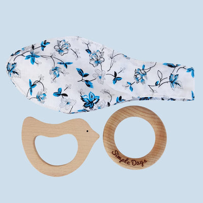 Bunny Ear Baby Teether Wooden Ring & Bird - Set of 2