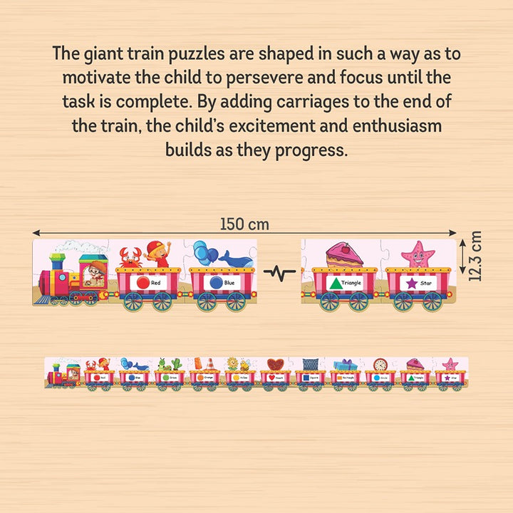 Shapes & Colours Train Jigsaw Puzzle For Kids | 3+Years | 24 Pieces and 1 Picture Book