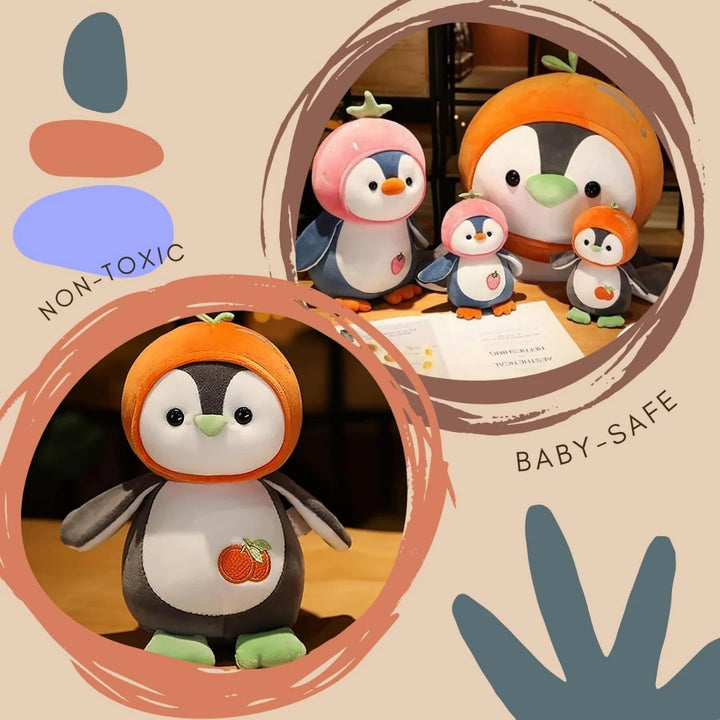 CuddleNest Fruit Penguin Soft Toy - 25 cm | Adorable Plush Toy for Kids