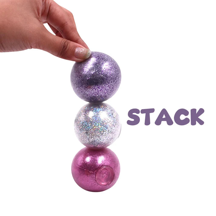 Scoobies Dazzle Drop Balls – 3 Glitter Squishy + 1 Fuzzy Spiky Sensory Ball (Set of 4) | Stress Relief & Sensory Play