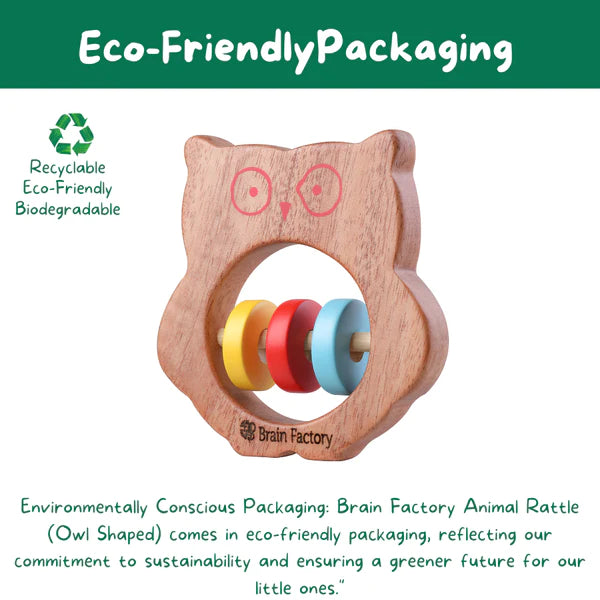 Neem Wood Bear And Owl Teether Rattle Combo Set