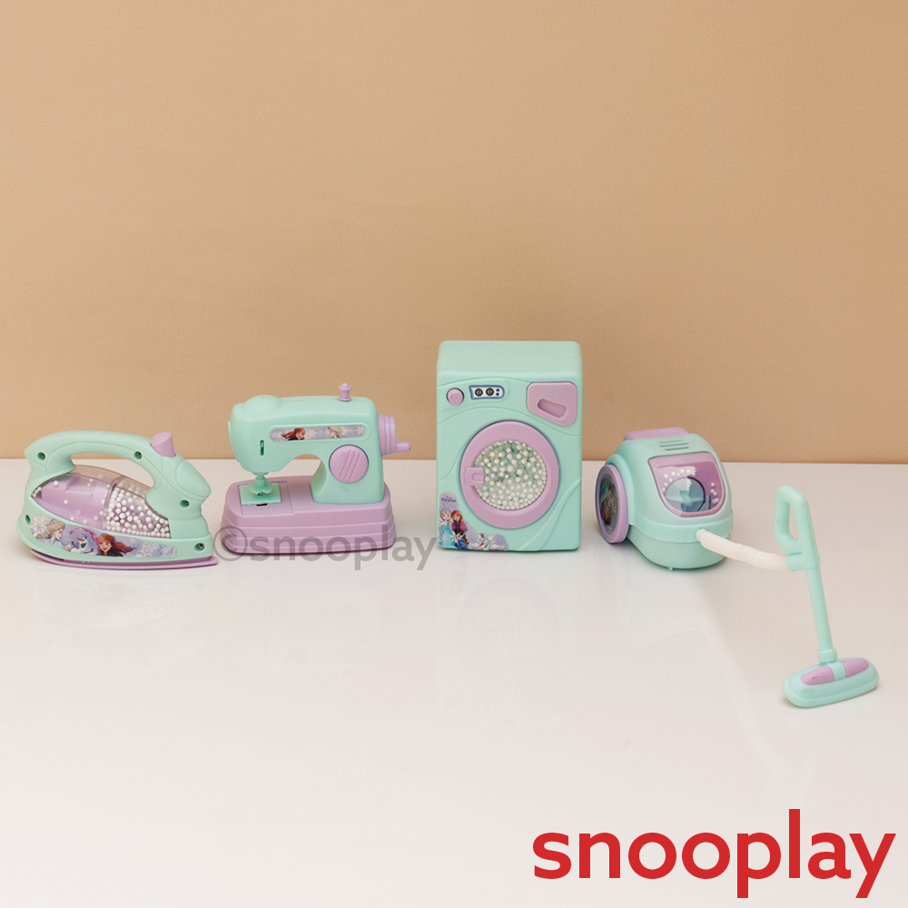 Original Frozen  Mini Household Set (Sewing Machine, Vacuum Cleaner, Washing Machine & Iron) | Licensed Disney Set (3-7 Years)