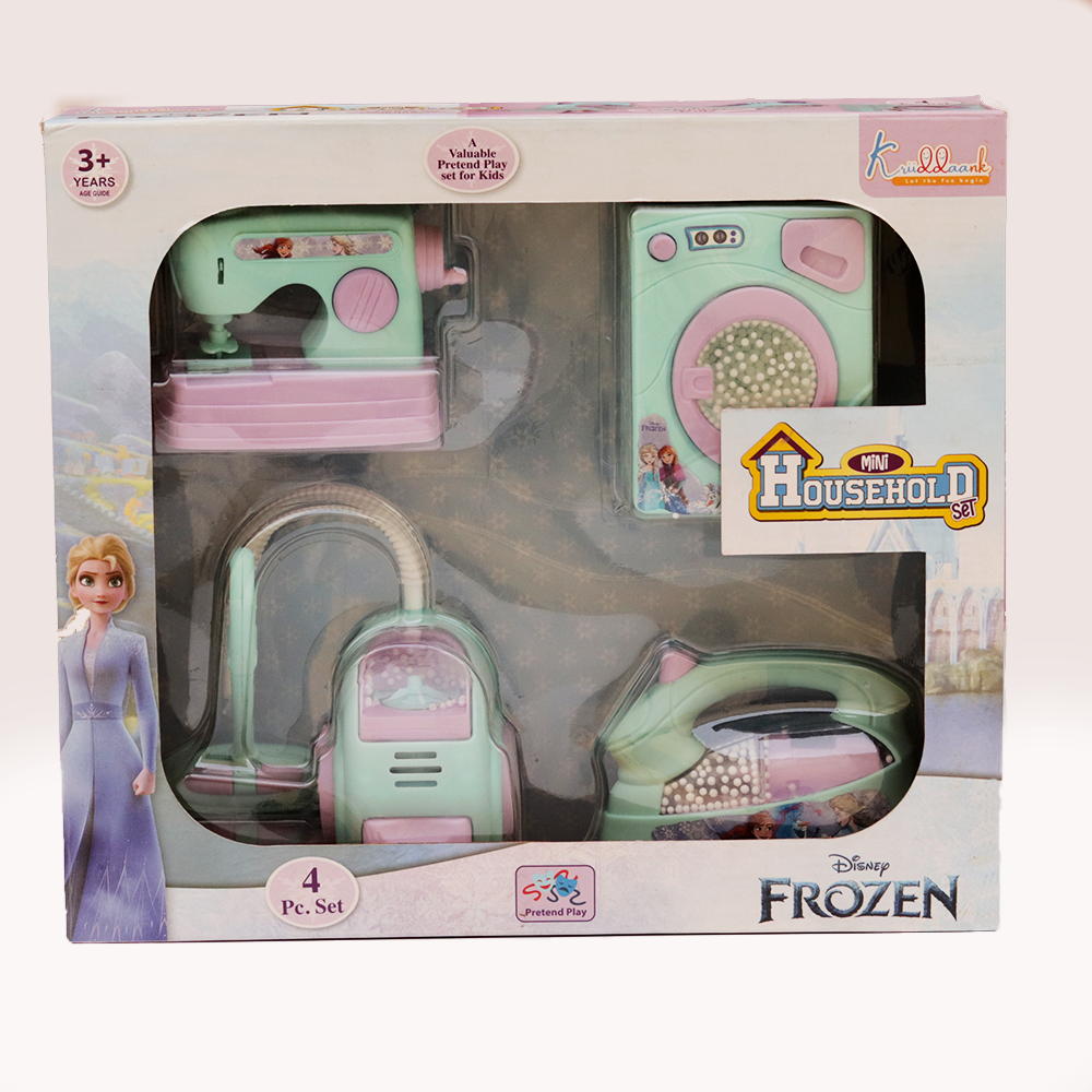 Original Frozen  Mini Household Set (Sewing Machine, Vacuum Cleaner, Washing Machine & Iron) | Licensed Disney Set (3-7 Years)