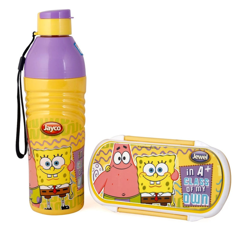 Original Licensed Crispy Wavee Lunch Box and Cartoon Water Bottle Set - Spoonge Bob