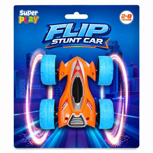 Superplay Flip Stunt Car Toy - Double-Sided Toy Car with Big Wheels