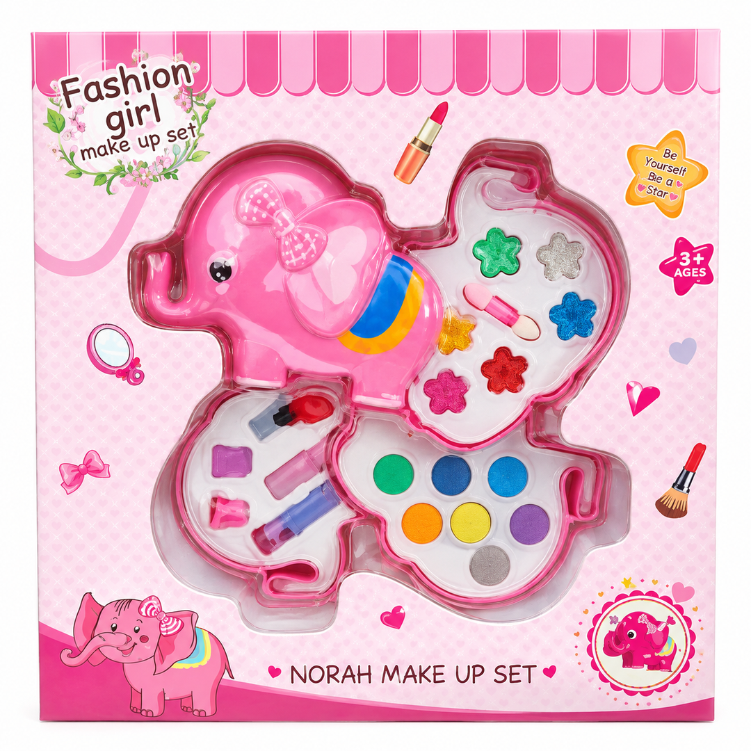 Norah Make-up Set - Elephant Shaped Fashion Girl Makeup Kit | Pretend Play Beauty Set