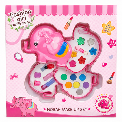 Norah Make-up Set - Elephant Shaped Fashion Girl Makeup Kit | Pretend Play Beauty Set