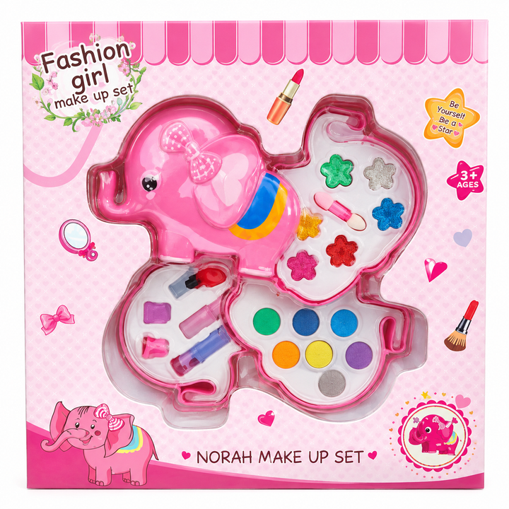 Norah Make-up Set - Elephant Shaped Fashion Girl Makeup Kit | Pretend Play Beauty Set