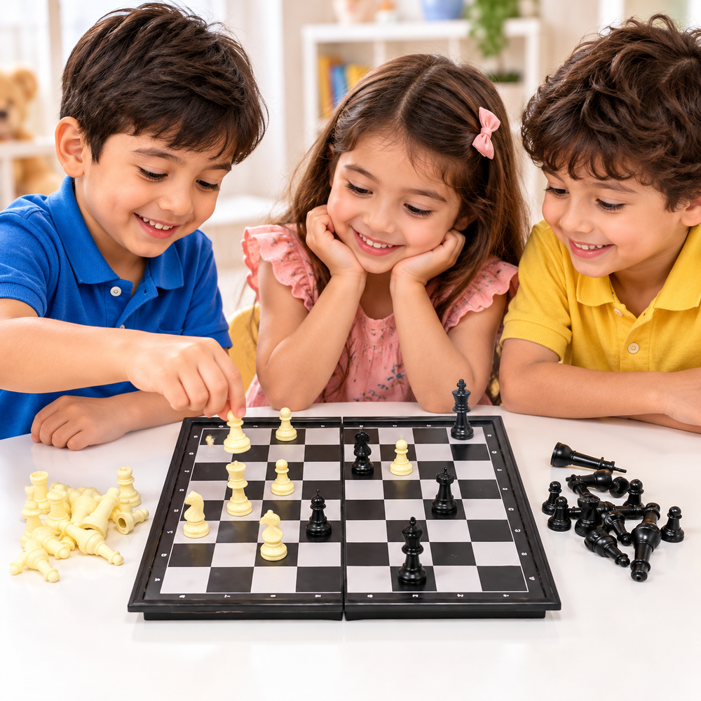 Ekta Magnetic Chess Board Game | Foldable Portable Chess Set | Strategy Game for Kids & Adults