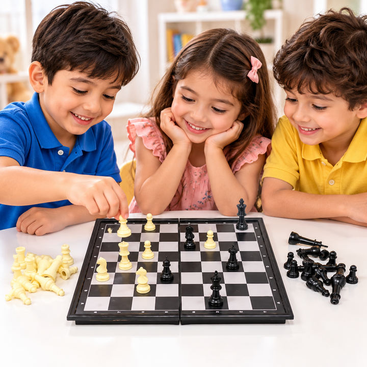 Ekta Magnetic Chess Board Game | Foldable Portable Chess Set | Strategy Game for Kids & Adults