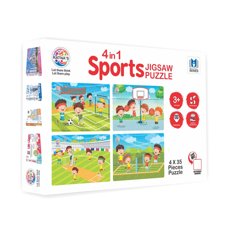Ratna's 4-in-1 Sports Jigsaw Puzzle - 140 Pieces (5-6 Years)