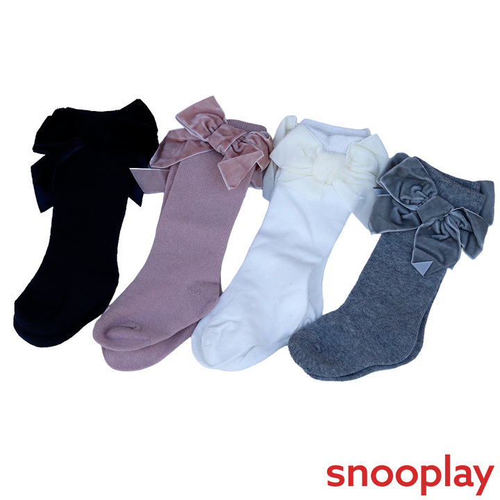 Baby Doe Pack of 4 Knee High Bow Socks - Rich Cotton