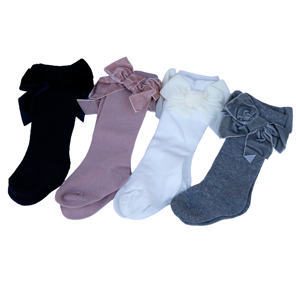 Baby Doe Pack of 4 Knee High Bow Socks - Rich Cotton