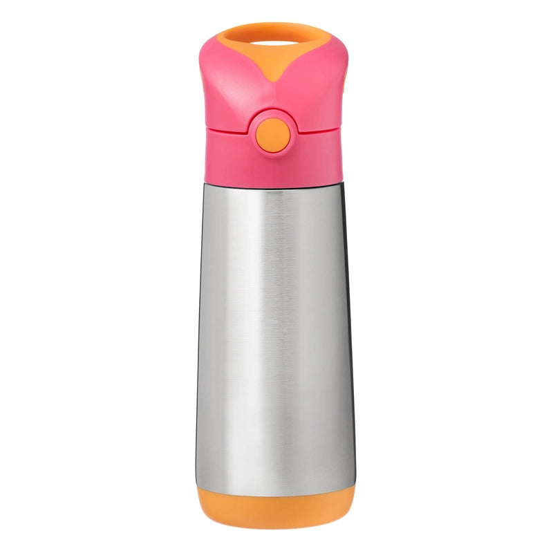 Insulated Straw Sipper Drink Water Bottle 500ml Strawberry Shake Pink Orange